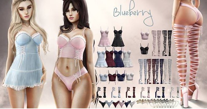 #19 Blueberry - Cocodoll Set - M- Panties - Black - Common