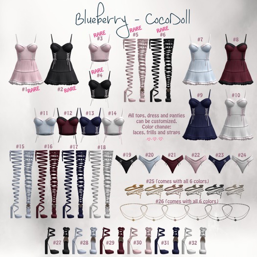 #28 Blueberry - Cocodoll Set - M - Shoes(Mini) - Blue - Common