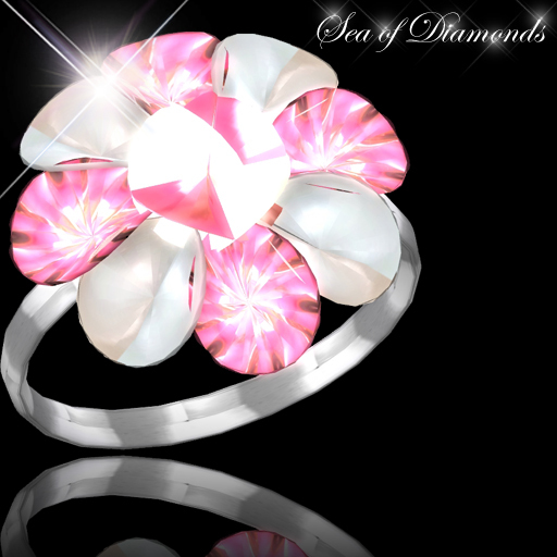 Ring - Pearlescent Flower Ring Bague (box)