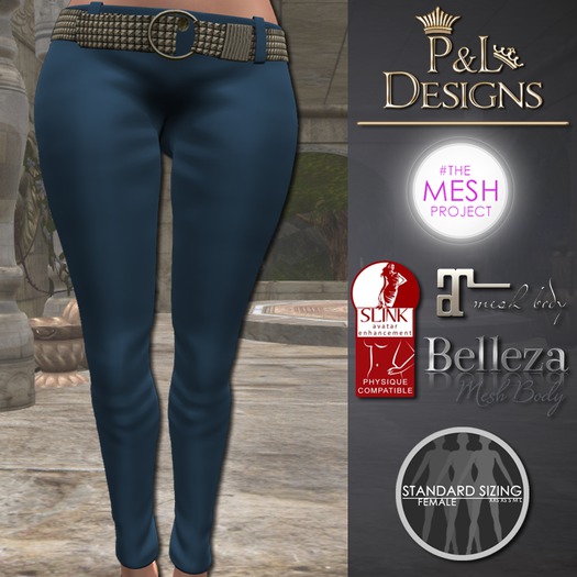 [P&L] - Low-Rise Fitted Pants Single Silk Blue