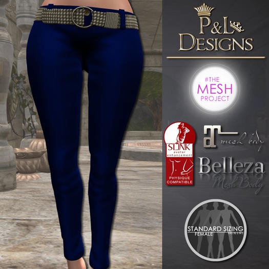 [P&L] - Low-Rise Fitted Pants Single Silk Blue Dark