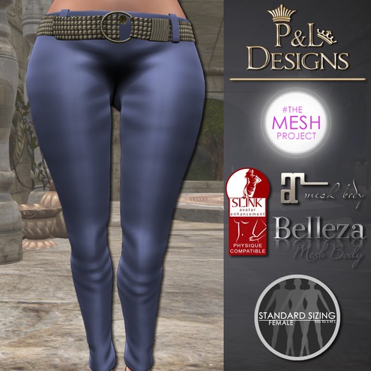[P&L] - Low-Rise Fitted Pants Single Silk Blue Light