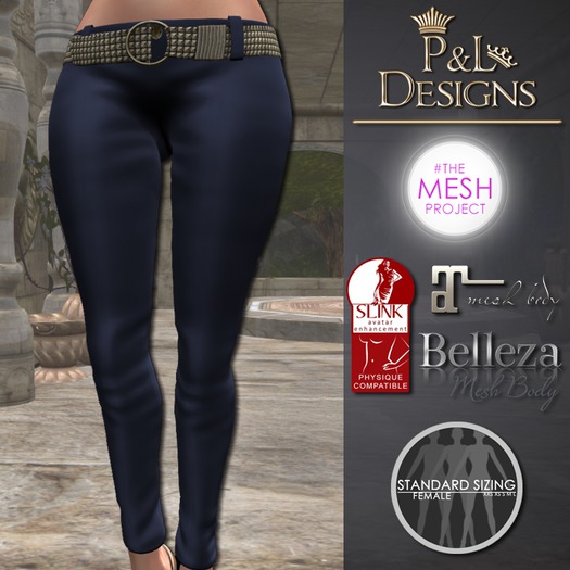 [P&L] - Low-Rise Fitted Pants Single Silk Blue Purple
