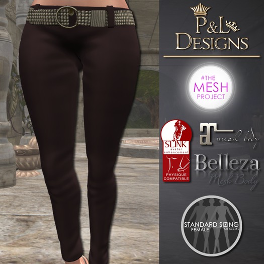 [P&L] - Low-Rise Fitted Pants Single Silk Brown Dark