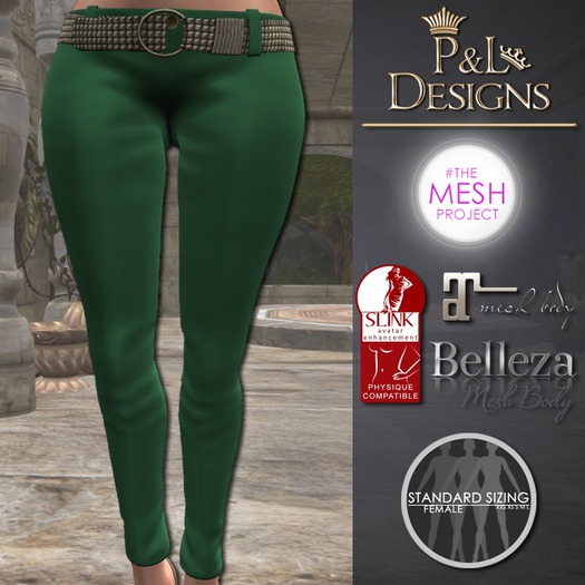 [P&L] - Low-Rise Fitted Pants Single Silk Green