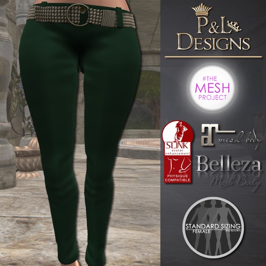 [P&L] - Low-Rise Fitted Pants Single Silk Green Dark