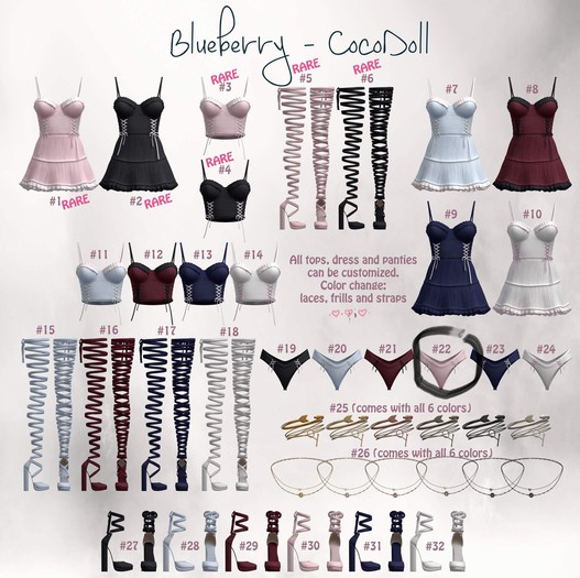 #22 Blueberry - Cocodoll Set - M - Panties - Pink - Common
