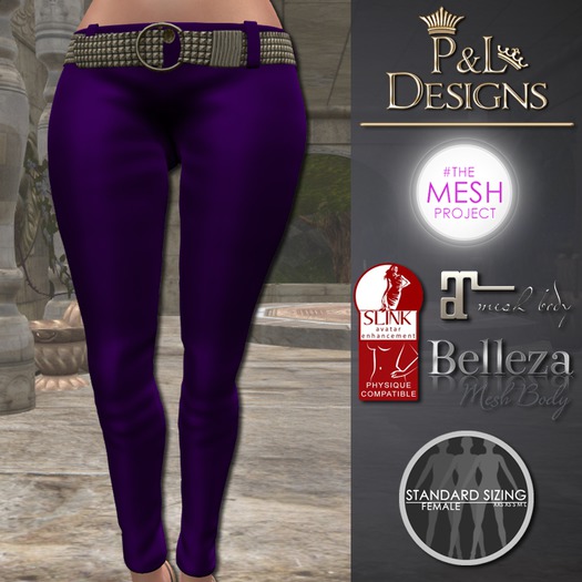 [P&L] - Low-Rise Fitted Pants Single Silk Purple Dark