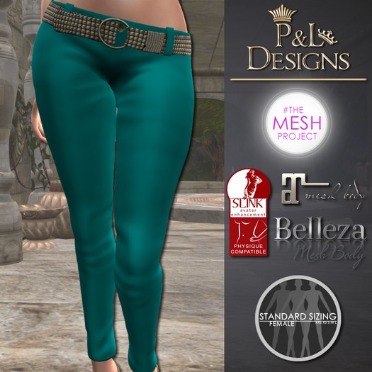[P&L] - Low-Rise Fitted Pants Single Silk Teal