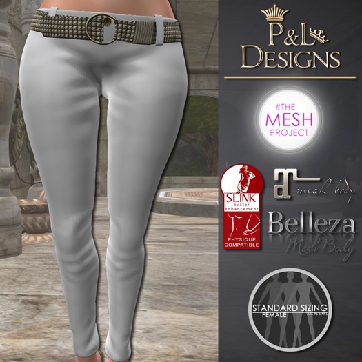 [P&L] - Low-Rise Fitted Pants Single Silk White