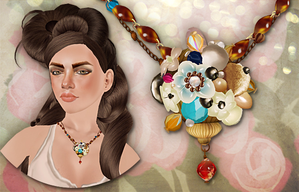 P.C; Glass Flower Necklace