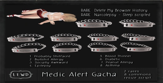7. : Lewd :  Medic Alert Bracelet (Peanut Allergy)