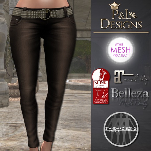 [P&L] - Low-Rise Fitted Pants Single Denim Brown