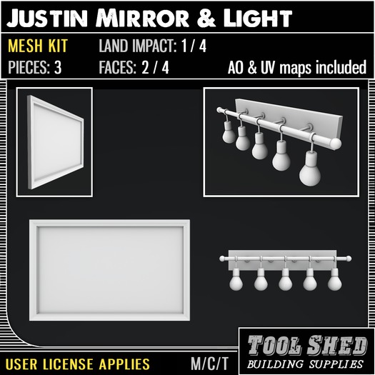Tool Shed - Justin Mirror & Light Kit