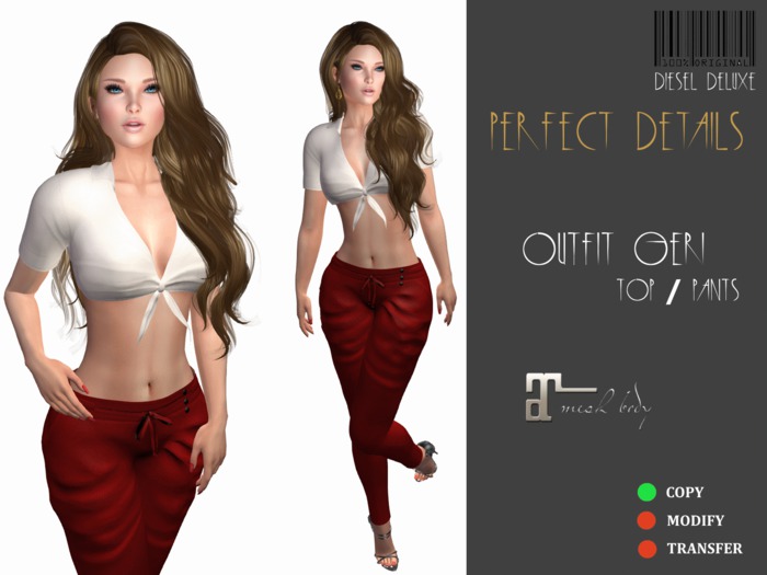 [DIESELdeluxe] Outfit Geri Top and Pants for Maitreya Red