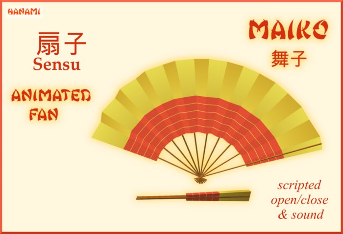 Fan animated "Maiko"  Geisha   扇子 Sensu 