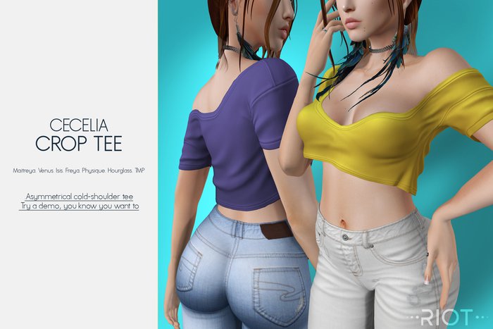 RIOT / Cecelia Crop Tee - Fatpack | Maitreya/ Belleza/ Slink/ TMP