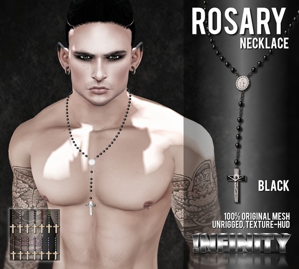 !NFINITY Rosary Necklace - Black