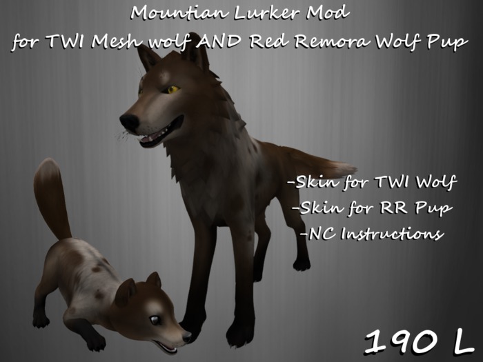 Mountain Lurker Mod for TWI Mesh Wolf AND RR Wolf Pup BOXED