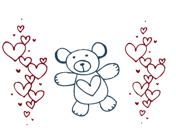 A&A bear hearts wall sticker