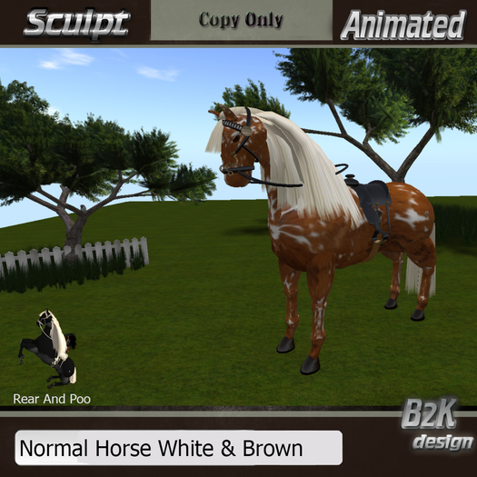 B2K Normal Horse White & Brown / Cheval Blanc & Brun