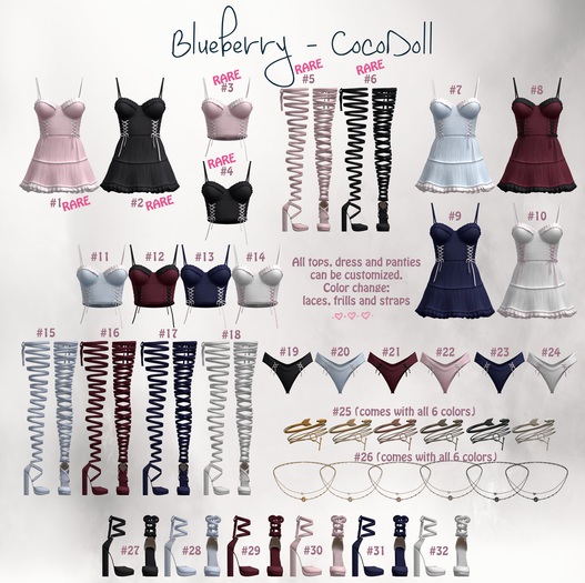 #30 Blueberry - Cocodoll Set - M - Shoes(Mini) - Pink - Common