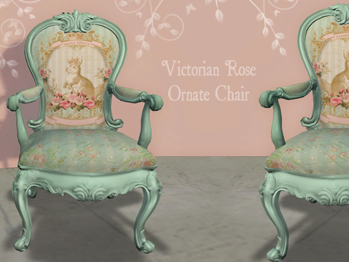 2 Prim - Teal Victorian Bunny Ornate Chair (5 sit menu)