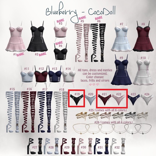 Blueberry - Cocodoll Set - M- Panties Black/Cherry/Pink