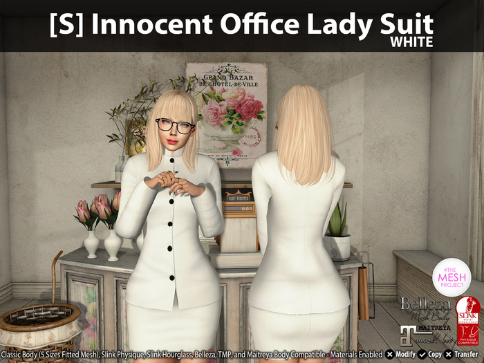 [S] Innocent Office Lady Suit White