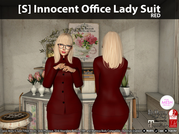 [S] Innocent Office Lady Suit Red