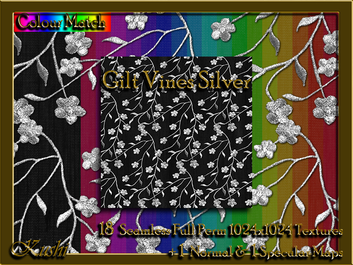 !Kushi! GiltVinesSILVER Textures -WEAR TO UNPACK