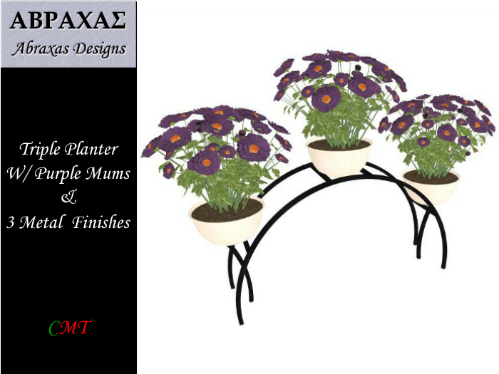 Triple Planter - Purple Mums