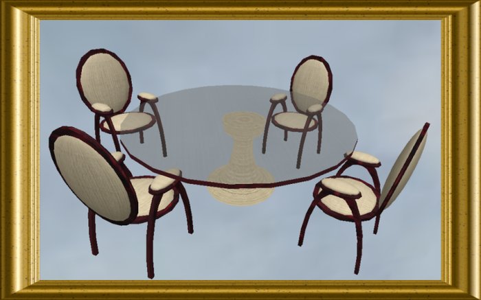 Table Dining Mahogany Linen & 4 Chairs