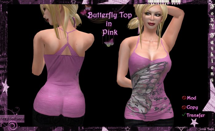 ::Foxy Fashions:: Pink Butterfly Top