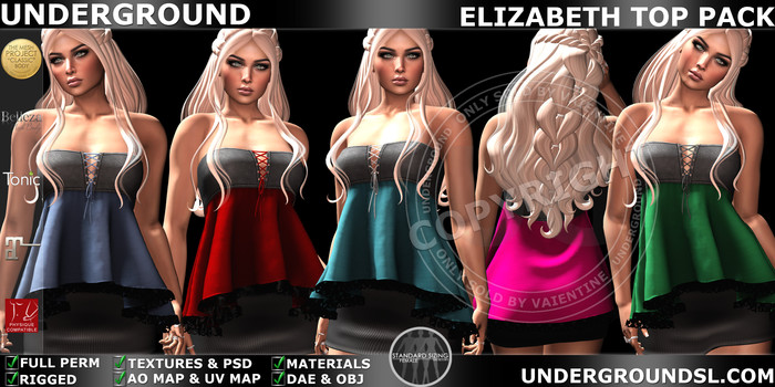 [UG MESH] ELIZABETH TOP PACK (DAE) - FULL PERM