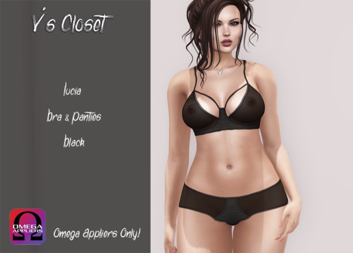 {V's} Lucia Bra & Panties - Black - Omega {Boxed}