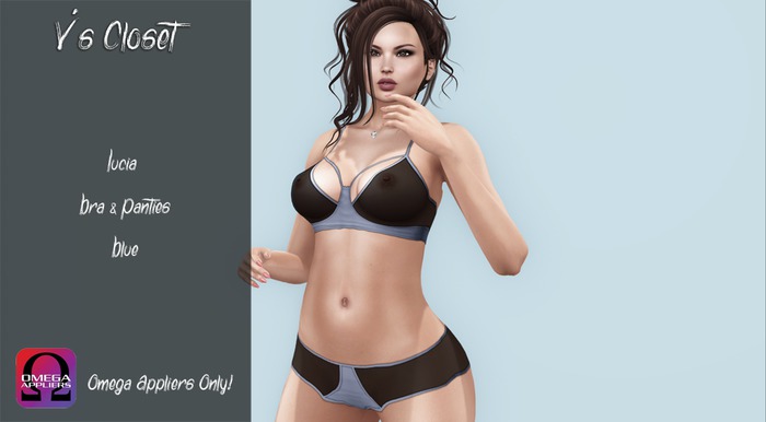 {V's} Lucia Bra & Panties Set - Blue - Omega {Boxed}