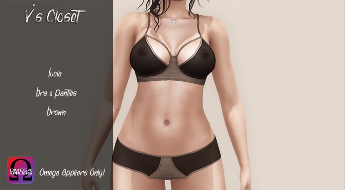{V's} Lucia Bra & Panties Set - Brown - Omega {Boxed}