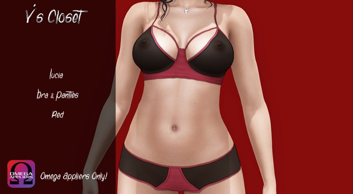 {V's} Lucia Bra & Panties Set - Red - Omega {Boxed}