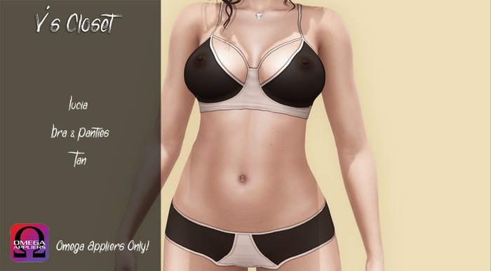 {V's} Lucia Bra & Panties Set - Tan - Omega {Boxed}
