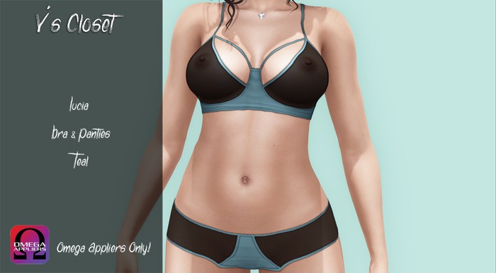 {V's} Lucia Bra & Panties Set - Teal - Omega {Boxed}