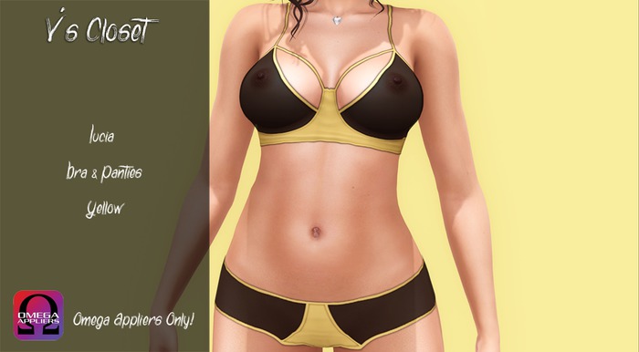 {V's} Lucia Bra & Panties Set - Yellow - Omega {Boxed}