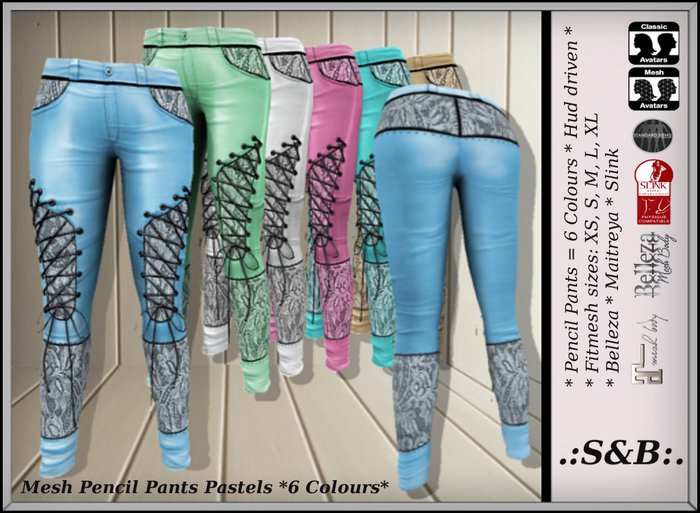 .:S&B:. Mesh Pencil Pants Pastells *6 Colours*