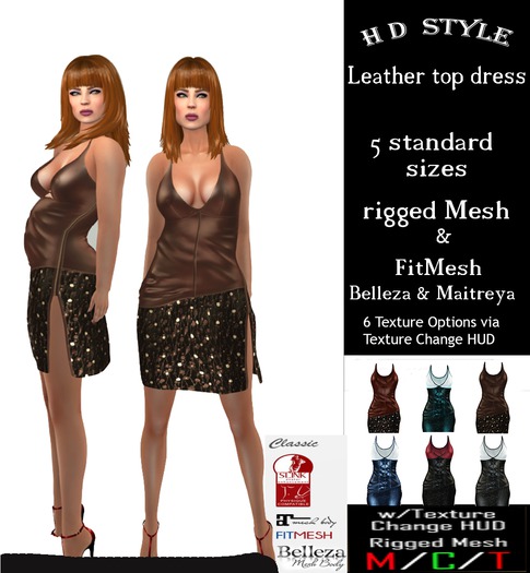 Leather top dress with Texture Change HUD