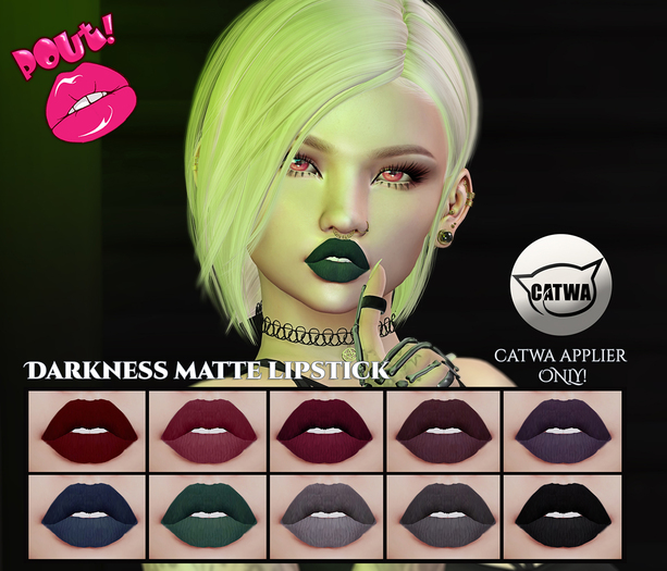 [POUT!] Darkness Matte Lipstick- CATWA (Wear 2 unpack)
