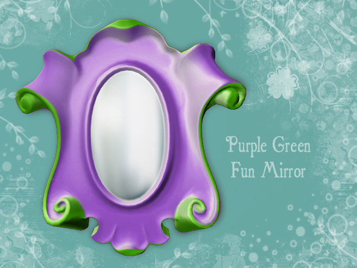 2 Prim Purple Green Pretty Mesh Mirror (mod/trans)