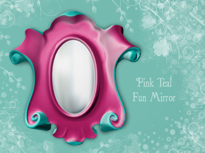 2 Prim Pink Blue Pretty Mesh Mirror (mod/trans)