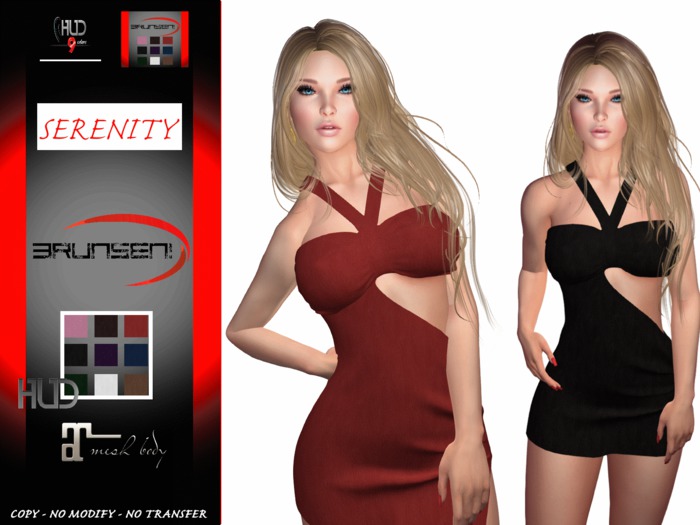 Brunsen! Mesh Dress Serenity wHUD 9 Colors for Maitreya