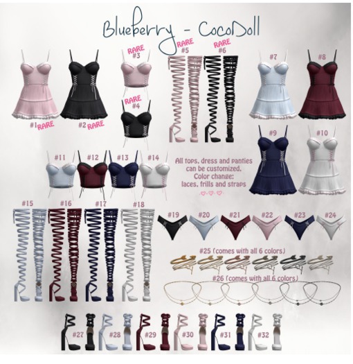 #4 Blueberry - Cocodoll Set - M - Top - Black - RARE
