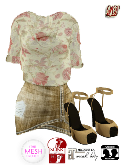 {LD}Clothing-Ragged Outfit With Shoes/Beige